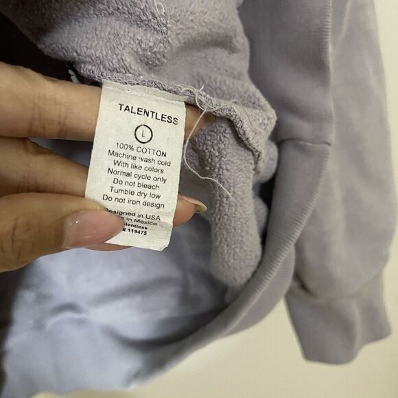 Talentless Purple lavender graffiti logo sleeve pullover hoodie sweatshirt large - Picture 4 of 5